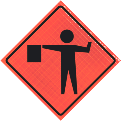 Roll-up Signs Flagger (symbol) (w20-7)– Super Bright™ Reflective 36"