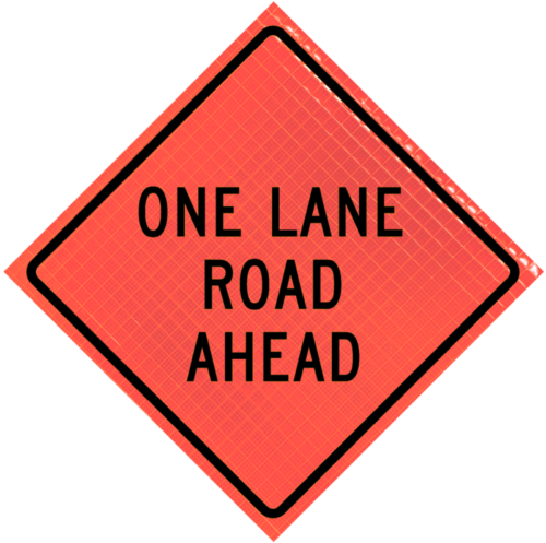 | 36" X 36" Roll-up Super Bright™ - One Lane Road Ahead (w20-4)