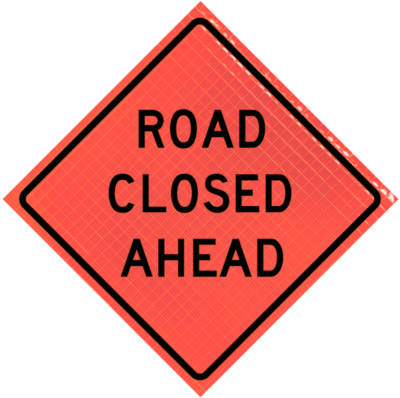 36-SBO-4LEX-RCA-1.png Road Closed Ahead (w20-3) 36" Super Bright™ Roll-up