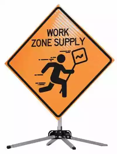 rigid and roll-up sign stand for traffic control work zones