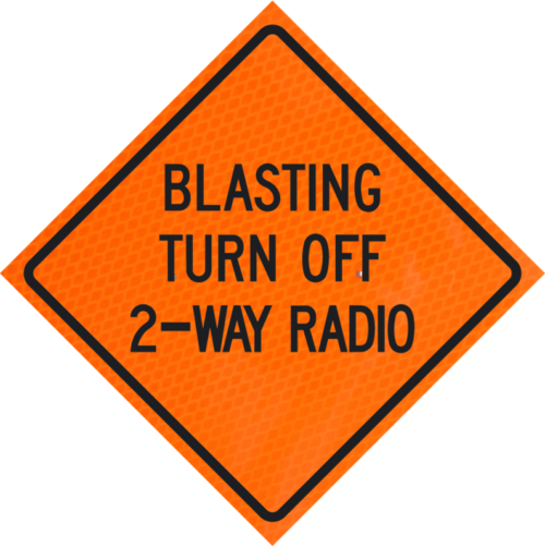 Blasting Turn Off 2-wayradio 36" Diamond Grade™ Roll-up | Blasting Turn Off 2-wayradio 36" Diamond Grade™ Roll-up