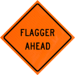 Flagger (symbol) (w20-7) 36" Diamond Grade™ Roll-up | Flagger Ahead (w20-7a) 36" Diamond Grade™ Roll-up