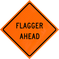 Flagger Ahead (w20-7a) 36" Diamond Grade™  Roll-up - Image 1