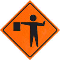 Flagger (symbol) (w20-7) 36" Diamond Grade™  Roll-up - Image 1