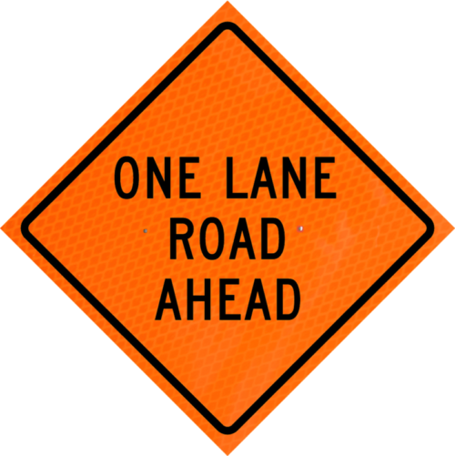 One Laneroad Ahead (w20-4) 36" Diamond Grade™ Roll-up | One Lane Road Ahead (w20-4) 36" Diamond Grade™ Roll-up