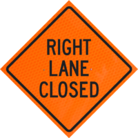 Single Lane Ahead 36" Diamond Grade™ Roll-up | Right Lane Closed (w20-5r) 36" Diamond Grade™ Roll-up