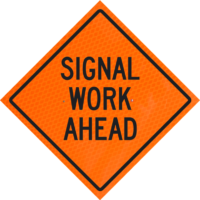 Flagger (symbol) (w20-7) 36" Diamond Grade™ Roll-up | Signal Work Ahead 36" Diamond Grade™ Roll-up