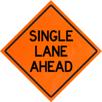 Mowing Ahead (w-21-8) 36" Diamond Grade™ Roll-up | Single Lane Ahead 36" Diamond Grade™ Roll-up