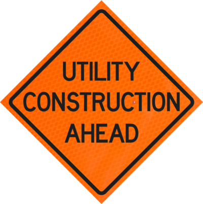 Utility Construction Ahead 36" Diamond Grade™ Roll-up | Utility Construction Ahead 36" Diamond Grade™ Roll-up