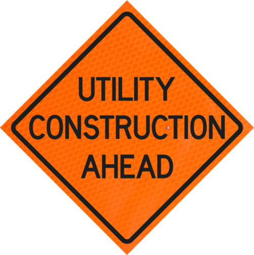 Utility Construction Ahead 36" Diamond Grade™ Roll-up | Utility Construction Ahead 36" Diamond Grade™ Roll-up