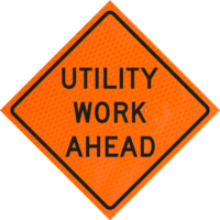 Workers Ahead 36" Diamond Grade™ Roll-up | Utility Work Ahead (w21-7)36" Diamond Grade™ Vinylroll-up