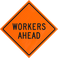 Left Overlay 36" Diamond Grade™ Roll-up | Workers Ahead 36" Diamond Grade™ Roll-up