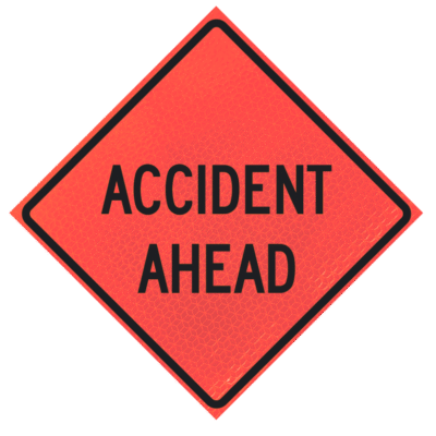 accident ahead sign roll up vinyl sign