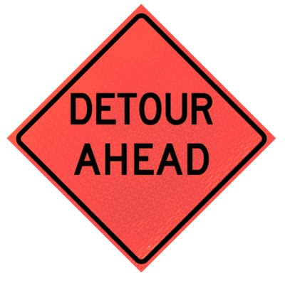 Detour Ahead Roll-up Sign (w20-2) 36" Marathon™
