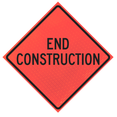 End Construction 36" Marathon™  Roll-up Sign