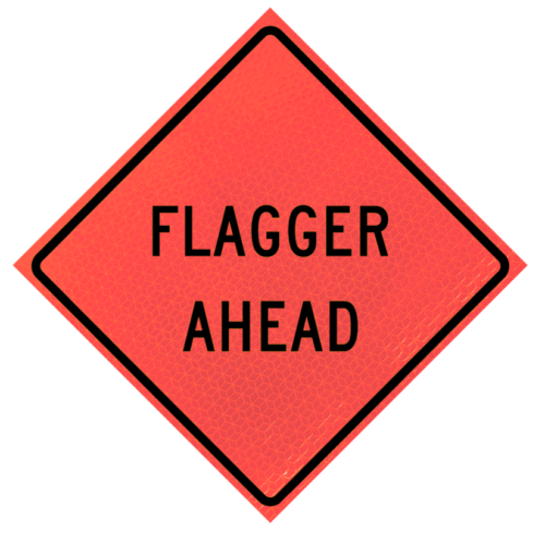 Flagger Ahead (w20-7a) 36" Marathon™ Roll-up Sign | Flagger Ahead (w20-7a) 36" Marathon™ Roll-up Sign