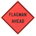 Flagger (symbol) (w20-7) 36" Marathon™ Roll-up Sign | Flagman Ahead 36" Marathon™ Roll-up Sign