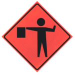 Flagger Ahead (w20-7a) 36" Marathon™ Roll-up Sign | Flagger (symbol) (w20-7) 36" Marathon™ Roll-up Sign