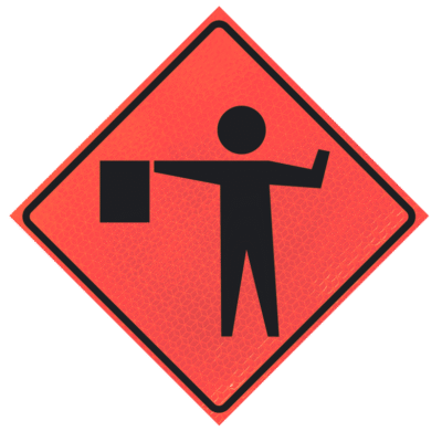 Flagger (symbol) (w20-7) 36" Marathon™  Roll-up Sign