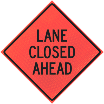 Lane Closed Ahead 36" Marathon™  Roll-up Sign