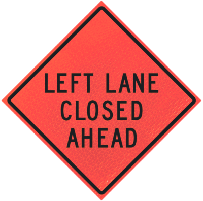 Left Lane Closed Ahead (w20-5l) 36" Marathon™ Roll-up Sign | Left Lane Closed Ahead (w20-5l) 36" Marathon™ Roll-up Sign