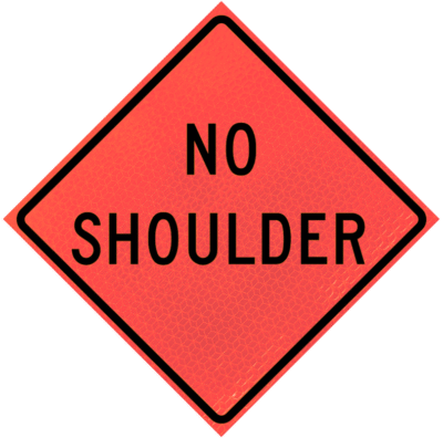No Shoulder (w8-23) 36" Marathon™ Roll-up Sign | No Shoulder (w8-23) 36" Marathon™ Roll-up Sign