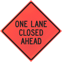 One Lane Closed Ahead 36" Marathon™  Roll-up Sign - Image 1