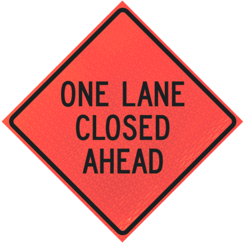 One Lane Closed Ahead 36" Marathon™ Roll-up Sign | One Lane Closed Ahead 36" Marathon™ Roll-up Sign