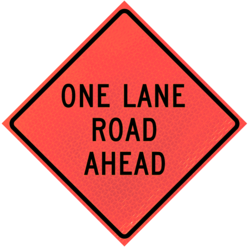 One Lane Road Ahead Roll-up Sign Marathon™ 36" w20-4