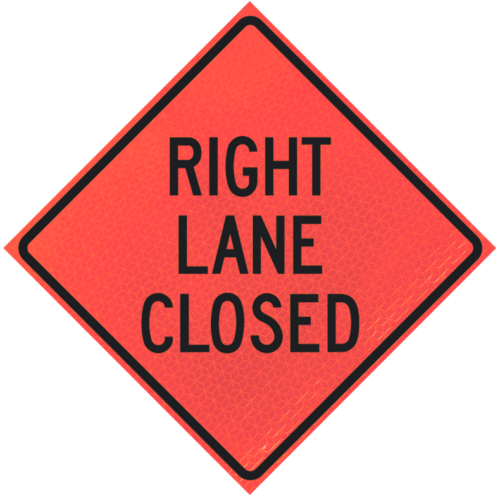 Right Lane Closed (w20-5r) 36" Marathon™ Roll-up Sign | Right Lane Closed (w20-5r) 36" Marathon™ Roll-up Sign