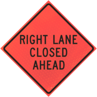 Right Lane Closed Ahead (w20-5r)n36" Marathon™ Roll-up Sign - Image 1