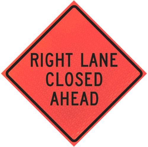 Right Lane Closed Ahead (w20-5r)n36" Marathon™ Roll-up Sign | Right Lane Closed Ahead (w20-5r)n36" Marathon™ Roll-up Sign