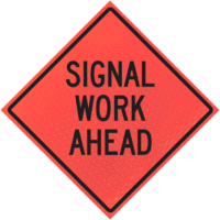Signal Work Ahead 36" Marathon™  Roll-up Sign