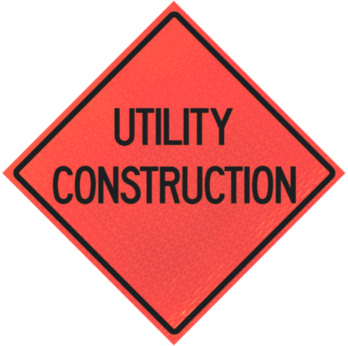 Utility Construction 36" Marathon™ Roll-up Sign | Utility Construction 36" Marathon™ Roll-up Sign