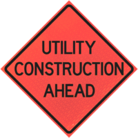 Utility Construction Ahead 36" Marathon™  Roll-up Sign - Image 1