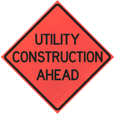 Utility Construction Ahead 36" Marathon™ Roll-up Sign | Utility Construction Ahead 36" Marathon™ Roll-up Sign
