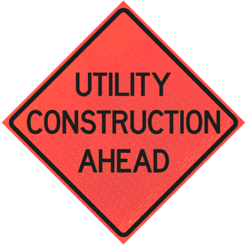 Utility Construction Ahead 36" Marathon™ Roll-up Sign | Utility Construction Ahead 36" Marathon™ Roll-up Sign