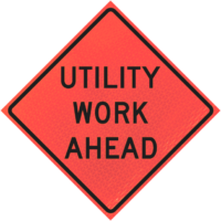 Utility Work Ahead (w21-7) 36" Marathon™  Roll-up Sign - Image 1