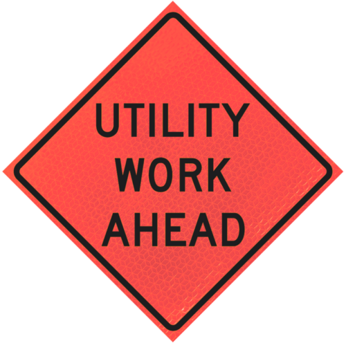 Utility Work Ahead (w21-7) 36" Marathon™ Roll-up Sign | Utility Work Ahead (w21-7) 36" Marathon™ Roll-up Sign