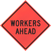 Workers Ahead 36" Marathon™  Roll-up Sign - Image 1