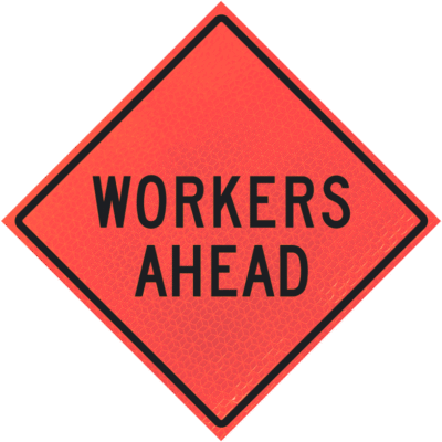 Workers Ahead 36" Marathon™  Roll-up Sign