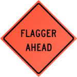 Flagger (symbol) (w20-7) 36" Mesh Roll-up Sign | Flagger Ahead (w20-7a) 36" Mesh Roll-up Sign