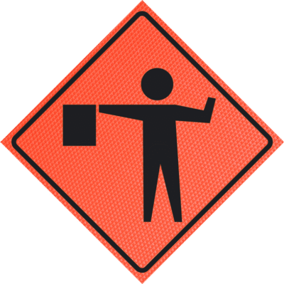 Flagger (symbol) (w20-7) 36" Mesh Roll-up Sign | Flagger (symbol) (w20-7) 36" Mesh Roll-up Sign