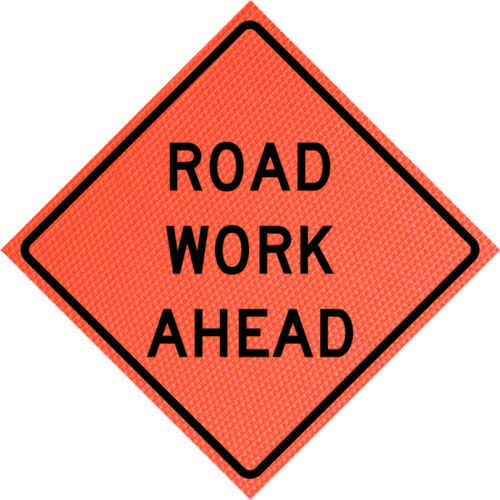 Road Work Ahead (w20-1) 36" Mesh Roll-up Sign | Road Work Ahead (w20-1) 36" Mesh Roll-up Sign