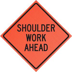 Shoulder Work Ahead 36" Mesh Roll-up Sign | Shoulder Work Ahead 36" Mesh Roll-up Sign