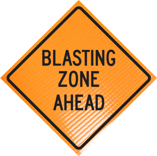 Blasting Zone Ahead (w22-1) 36" Non-reflective Roll-up Sign