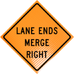 | Lane Ends Merge Right (w9-2r) 36" Non-reflective Roll-up
