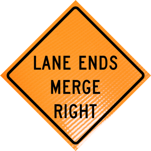 | Lane Ends Merge Right (w9-2r) 36" Non-reflective Roll-up