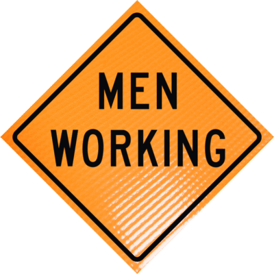 Men Working non-reflective vinyl roll-up traffic sign