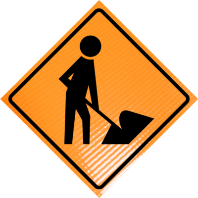 Worker symbol non-reflective vinyl roll-up traffic sign